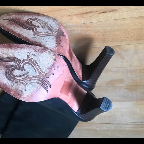 LUXURY REBEL BLACK LEATHER KNEE HIGH BOOTS  SZ 36 - Picture 7 of 7